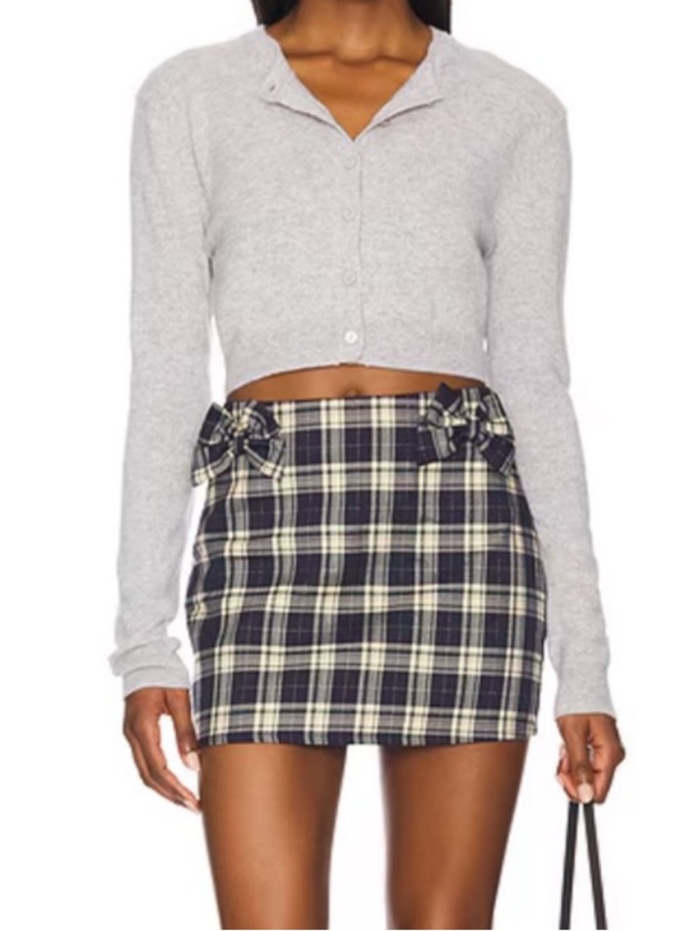 Revolve NWT More to Come Bow Plaid Mini Skirt
